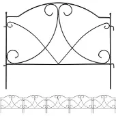 Relaxdays Beetzaun, H x B: 43 x 55 cm, 6 Zaunelemente, Garten Beeteinfassung zum Stecken, Metall, Vintage-Look, schwarz
