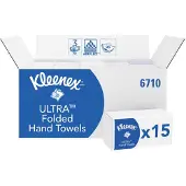 Kleenex® Ultra Papierhandtücher 6710, 3-lagig, weiß, 31,8 x 21,5 cm, Interfold-Faltung, 15 Packungen á 96 Tücher