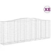vidaXL Gabionen mit Hochbogen 8 Stk. 400x50x140/160cm Verzinktes Eisen