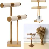 Home Deco Factory Doppelter Schmuckhalter mit vergoldeten Füßen Beige