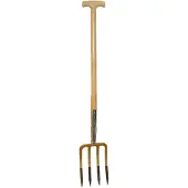 Kerbl Profi- Spatengabel Spaten 4 zinken lackiertem Eschen-T-Stiel, 27 x 18 cm