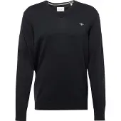 Gant für Herren. 8030562 Klassischer schwarzer Baumwollpullover mit V-Ausschnitt (3XL), Lässig, Baumwolle