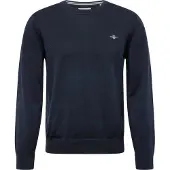 Gant für Herren. 8030561 Klassischer marineblauer Pullover mit Rundhalsausschnitt (5XL), Lässig, Baumwolle, Langarm