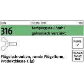 FAST-X Flügelschraube DIN 316 M 6 x 35 Temperguss/Stahl galvanisch verzinkt
