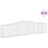 vidaXL Gabionen mit Hochbogen 25 Stk. 400x50x80/100cm Verzinktes Eisen