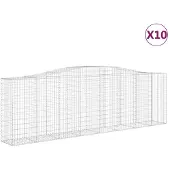 vidaXL Gabionen mit Hochbogen 10 Stk 400x50x120/140cm Verzinktes Eisen