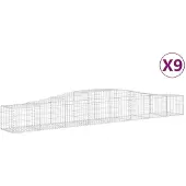 vidaXL Gabionen mit Hochbogen 9 Stk. 400x50x40/60cm Verzinktes Eisen