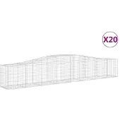 vidaXL Gabionen mit Hochbogen 20 Stk. 400x50x60/80cm Verzinktes Eisen