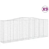 vidaXL Gabionen mit Hochbogen 9 Stk. 400x50x140/160cm Verzinktes Eisen