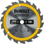 DeWalt Kreissägeblatt - - DT1938-QZ - 184/16 mm - 18 Zähne - für Holz und Baustelle