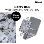 Hauck Windeltasche mit Wickelunterlage – Change N Walk – Blumengrau