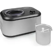 Princess 282608 Eiscrememaschine, Kompressor Eismaschine, 1 l, 1 Becken, Schwarz, Edelstahl, 60 min, 1,18 m
