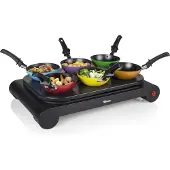 Tristar BP 2827 Tisch-Kochplatte Wok-Set mit 6 Pfannen und Backform für Pfannkuchen