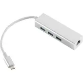 S/CONN USB-C Dock 2-in-1-Hub, LAN-Adapter, USB 3.0, 5 Gbit/s, RJ45, 1 Gbit/s, 3x USB-A, Plug-and-Play