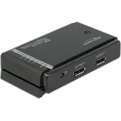 DeLOCK DisplayPort 1.4 Switch 2 x 2 DisplayPort in zu 1 x 2 DisplayPort out 8K, DisplayPort, Metall, Schwarz, 7680 x 4320, 1 m, 100 - 240 V
