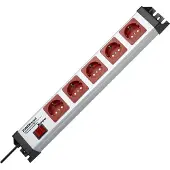 Kopp POWERversal, Grau, Rot, 5 AC-Ausgänge, 16 A, Überspannung, 250 V, 482,6 mm