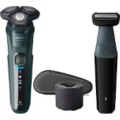 Philips SHAVER Series 5000 S5584/57 Elektrischer Nass- und Trockenrasierer, Rotationstrasierer, Grün, Grau, SteelPrecision blades, Edelstahl, LED, SH71