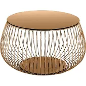 SalesFever Couchtisch 60 cm rund | Tischplatte Glas verspiegelt | Gestell Metall | B 72 x T 72 x H 42 cm | rosegold
