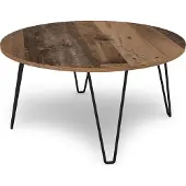 ByLiving Couchtisch FLAIR / Melamin Old Wood, Metall schwarz / D 80, H 40 cm