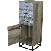 SIT Möbel Kommode | 3 Schubladen, 1 Tür | MDF mit glatter Dekor-Folie | natur mit schwarz/weiß gemustert | Gestell Metall schwarz | B 39,5 x T 38 x H 106 cm | 11761-95 | Serie MAILBOX