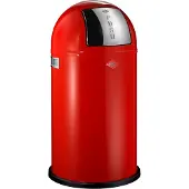 Wesco Pushboy Mülleimer in der Farbe rot, pulverbeschichtetes Stahlblech, 50 Lit