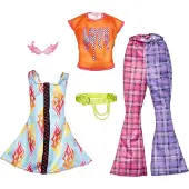 Barbie Fashions 2er-Pack Bekleidungsset, 2 Outfits f?r die -Puppe, inklusive 2 Looks zum Thema Rock 'n Roll und 2 Accessoires