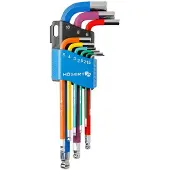 Högert Sechskantschlüsselsatz, lang, Multicolour, S2 Stahl, 9 Stck.