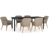 vidaXL 7-tlg. Garten-Essgruppe mit Kissen Braun