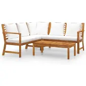 vidaXL 4-tlg. Garten-Lounge-Set mit Auflagen Creme Massivholz Akazie