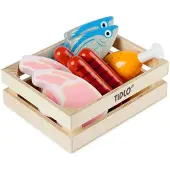 Tidlo Holz Spielzeug Fleisch und Fisch Set - pädagogisches Rollenspiel
