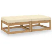 vidaXL Garten-Fußhocker mit Kissen 2 Stk. Massivholz Kiefer