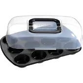 Kaiser Bake & Take Muffinform mit Haube, 12 er, Mit Transporthaube antihaftbeschichtet klappbarer Griff praktisches Frischalten, Maße: 38 x 27 cm