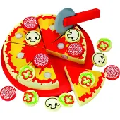 Bino spielzeug-Pizza Cut and Play 20,5 cm Holz rot 31 Stück