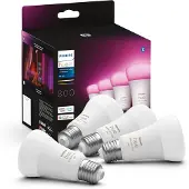 Philips White and Color ambiance E27 - Smarte Lampe A60 Viererpack - 800, Intelligentes Leuchtmittel, Bluetooth/Zigbee, Weiß, LED, E27, A60