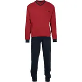 Götzburg Pyjama "Manhattan" 2 tlg. Langarm, V-Ausschnitt, lange Hose, V-Ausschnitt, Baumwolle