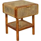 SIT Möbel ROMANTEAKA Nachtkommode Teak/Peddigrohr-Geflecht natur