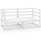 vidaXL Gartensofa 2-Sitzer Weiß Massivholz Kiefer