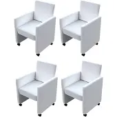 vidaXL Esszimmerstühle 4 Stk. Weiß Kunstleder