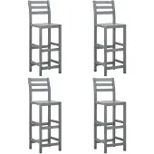 vidaXL Barhocker 4 Stk. Grau Massivholz Akazie