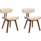 vidaXL Esszimmerstühle 2 Stk. Creme Bugholz und Kunstleder