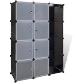 vidaXL Modularer Schrank mit 9 Fächern 109x36,5x143cm Schwarz und Weiß
