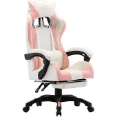 vidaXL Gaming-Stuhl mit Fußstütze Rosa und Weiß Kunstleder
