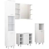 vidaXL 4-tlg. Badmöbel-Set Weiß Holzwerkstoff