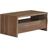 vidaXL Couchtisch Massivholz Akazie Naturkanten 90x50x40 cm Grau