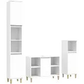 vidaXL 3-tlg. Badmöbel-Set Weiß Holzwerkstoff