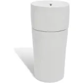 vidaXL Standwaschbecken mit Hahn/Überlaufloch Keramik weiß rund