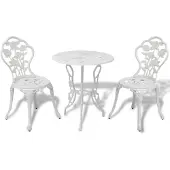 vidaXL 3-tlg. Bistro-Set Aluminiumguss Weiß