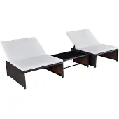vidaXL Outdoor-Lehnstühle 2 Stk. mit Tisch Braun Poly Rattan