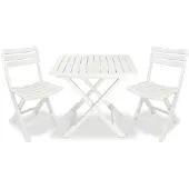 vidaXL 3-tlg. Bistro-Set Klappbar Kunststoff Weiß