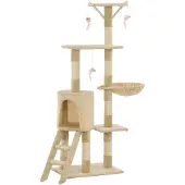 vidaXL Katzen-Kratzbaum mit Sisal-Säulen 138 cm Beige